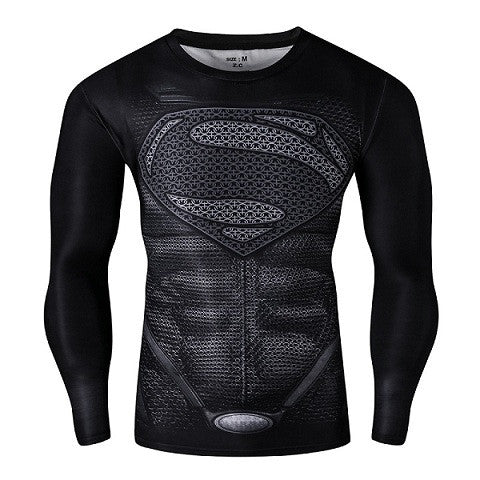 Tee shirt fitness manches longues noir logo Superman