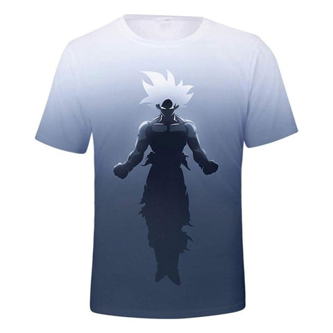 Tee shirt dégradé silhouette de Goku ultra instinct impression 3D