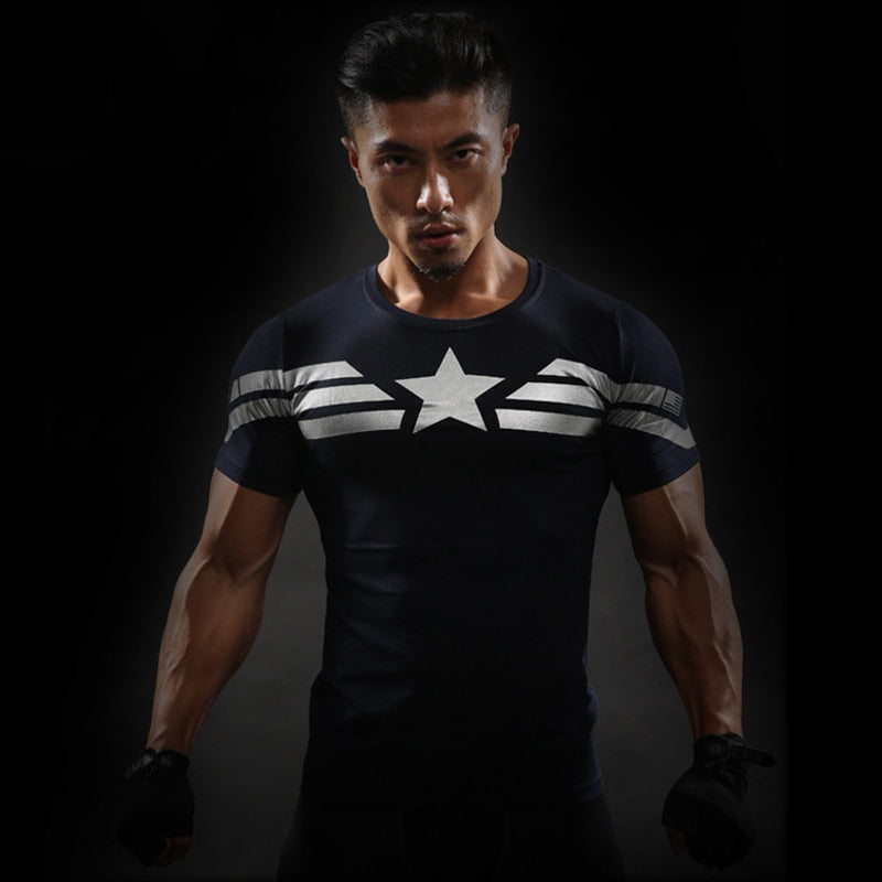 Tee shirt fitness Captain America minimal 3