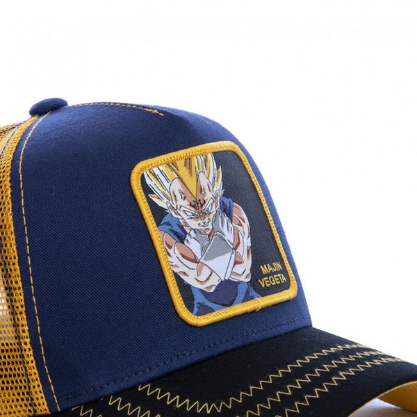 Casquette trucker noire, bleue et jaune majin Vegeta