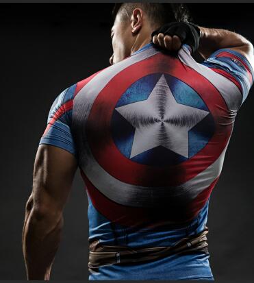 Tee shirt fitness Captain America modern avec bouclier