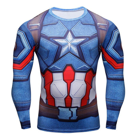 Tee shirt fitness manches longues Captain America modern