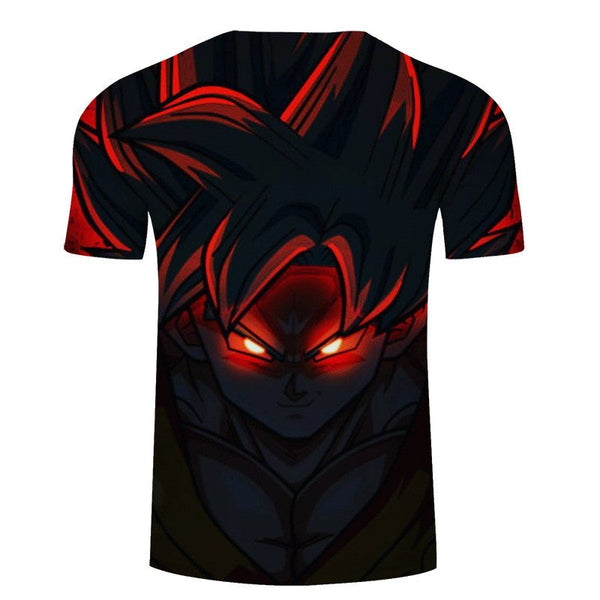 Tee shirt noir silhouette Son Goku rouge impression 3D